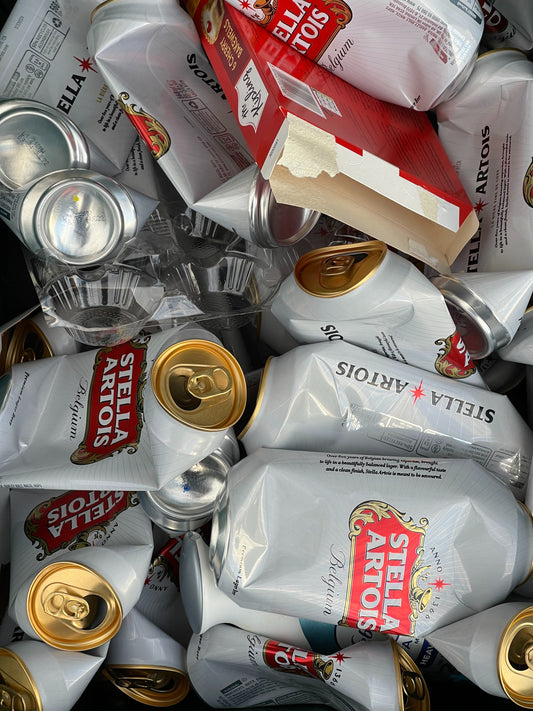 Stella Beer Cans Crushed