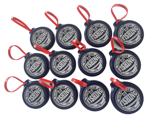 12 pack of beer can fishing game lids
