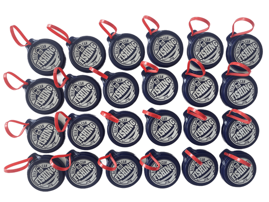 24 pack of beer can fishing game lids
