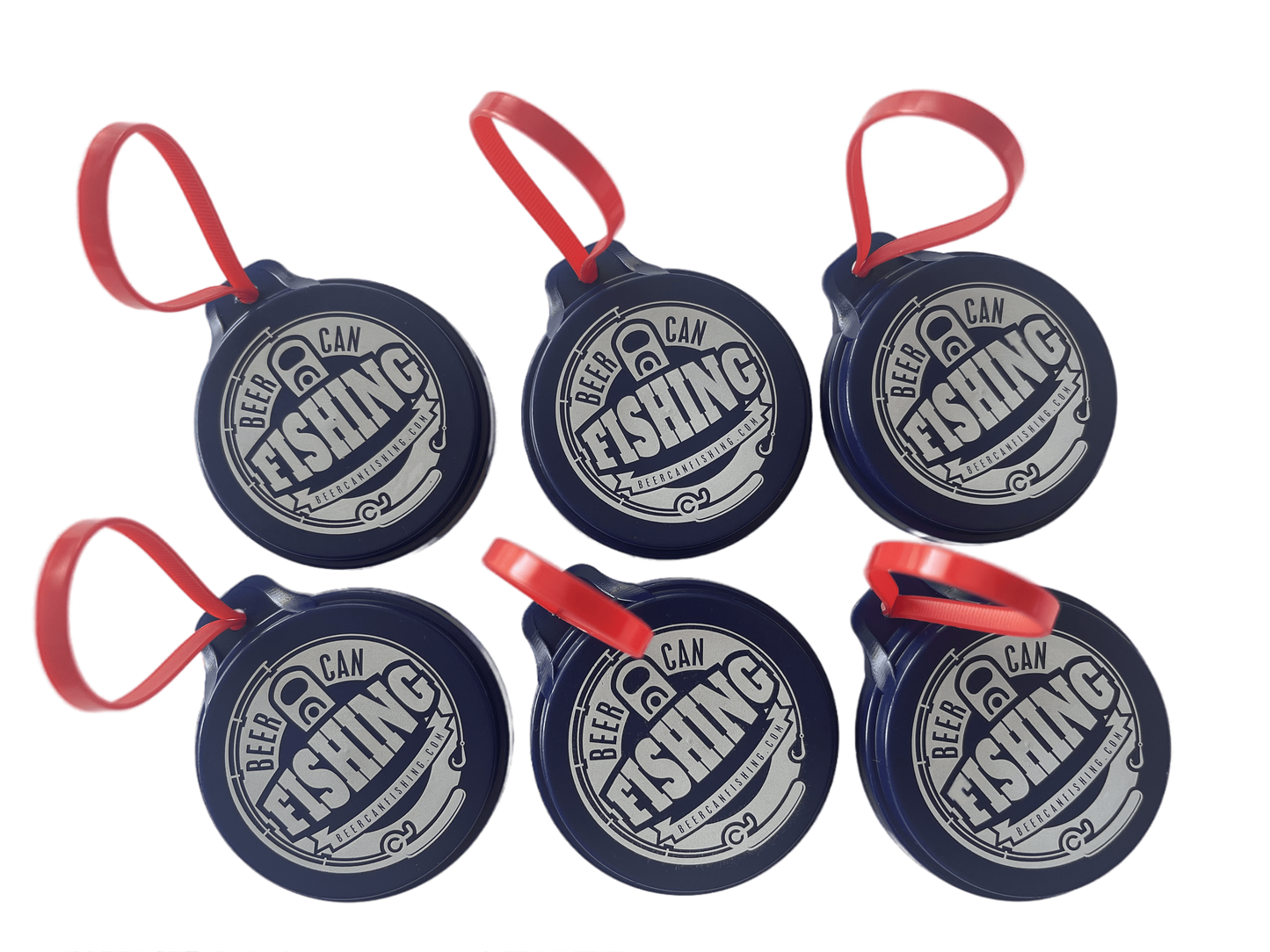 6 pack of beer can fishing game lids